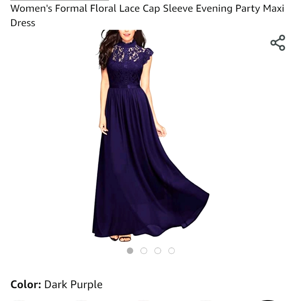 Dark Purple High Neck Lace Evening Dress - Size L